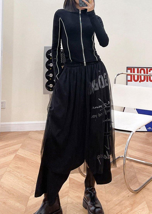 Diy Black Patchwork Letter Pants