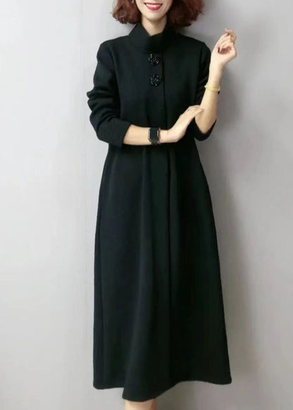 Autumn and Winter New Green Thick Turtleneck Jacquard Dress