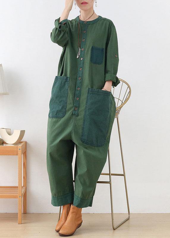 Diy Green Retro Spring Denim Romper Outfit