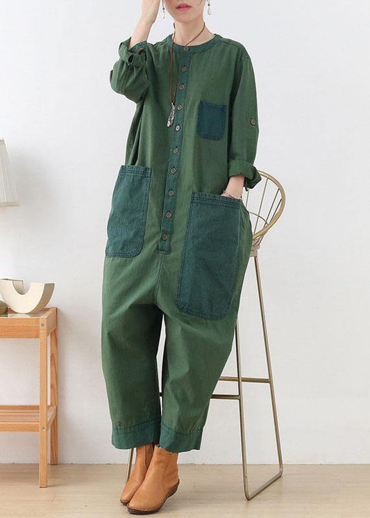 Diy Green Retro Spring Denim Romper Outfit