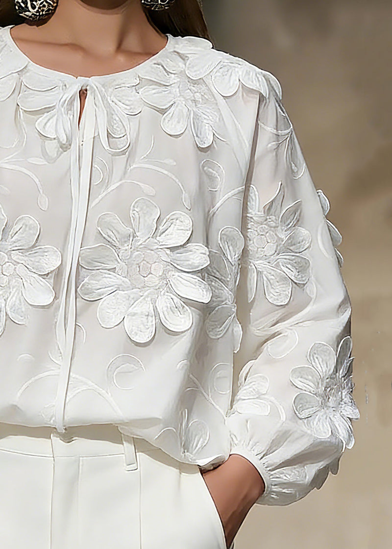 White Tie Lace Tops Spring