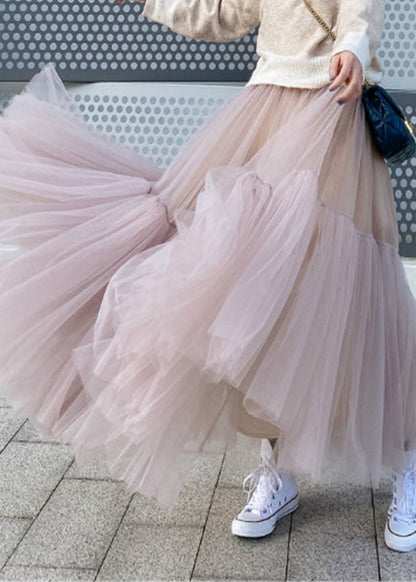 Pink Patchwork Tulle Skirts Spring