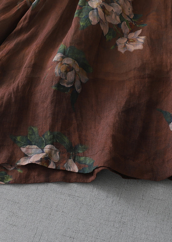 Brown Oversized Print Cotton Pants Fall