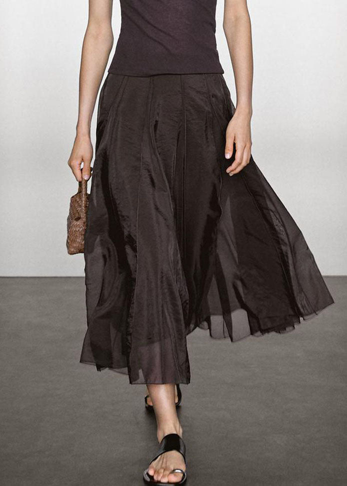 Black High Waist Patchwork Draping Tulle a Line Skirts