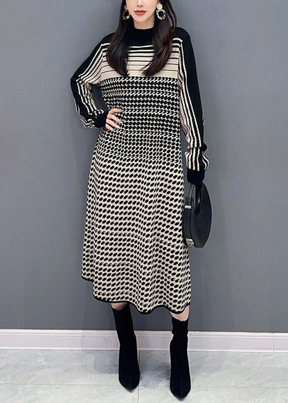 Dot Print Cozy Knit Dress Long Sleeve