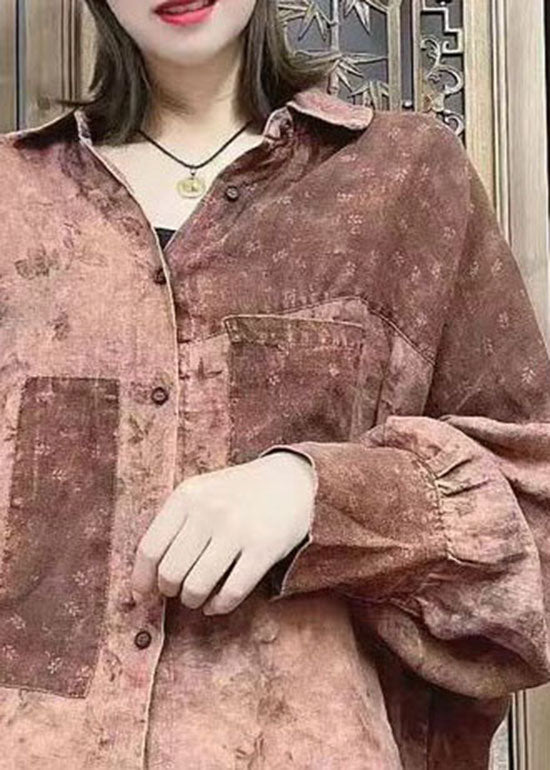 Loose Chocolate Peter Pan Collar Button Shirt Tops Batwing Sleeve