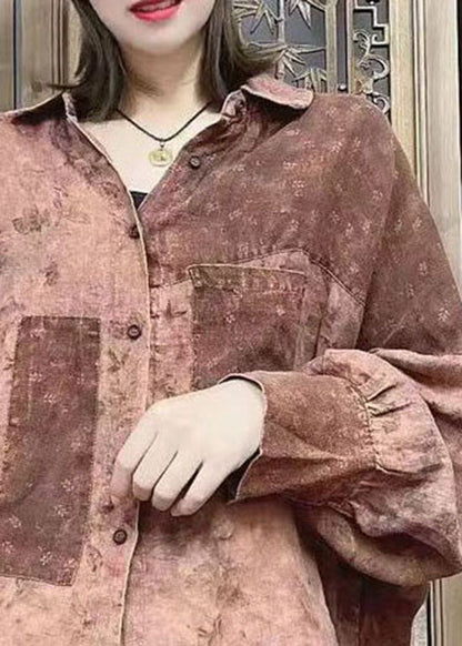 Loose Chocolate Peter Pan Collar Button Shirt Tops Batwing Sleeve