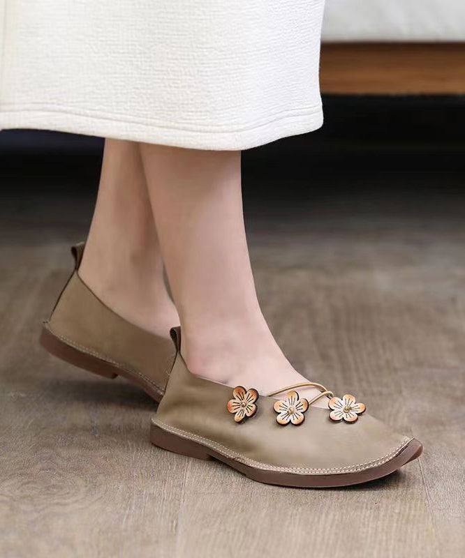 Handmade Comfy Flat Feet Shoes Red Cowhide Leather