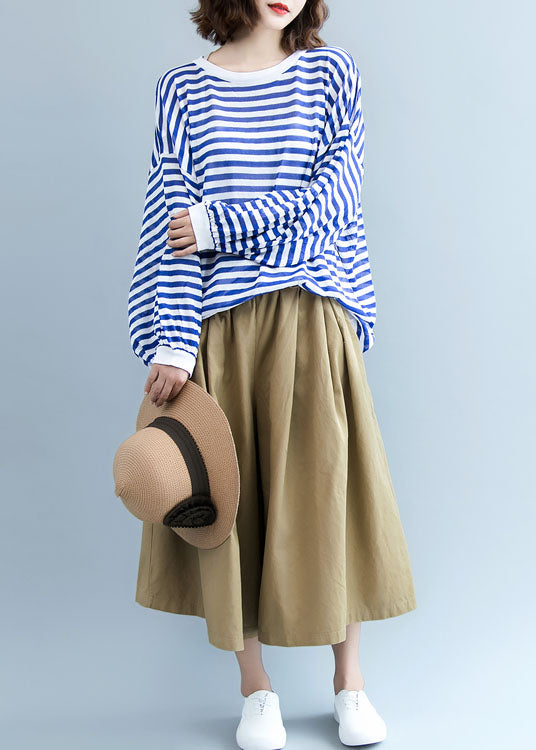 Khaki Pockets Cotton Wide Leg Pants Spring
