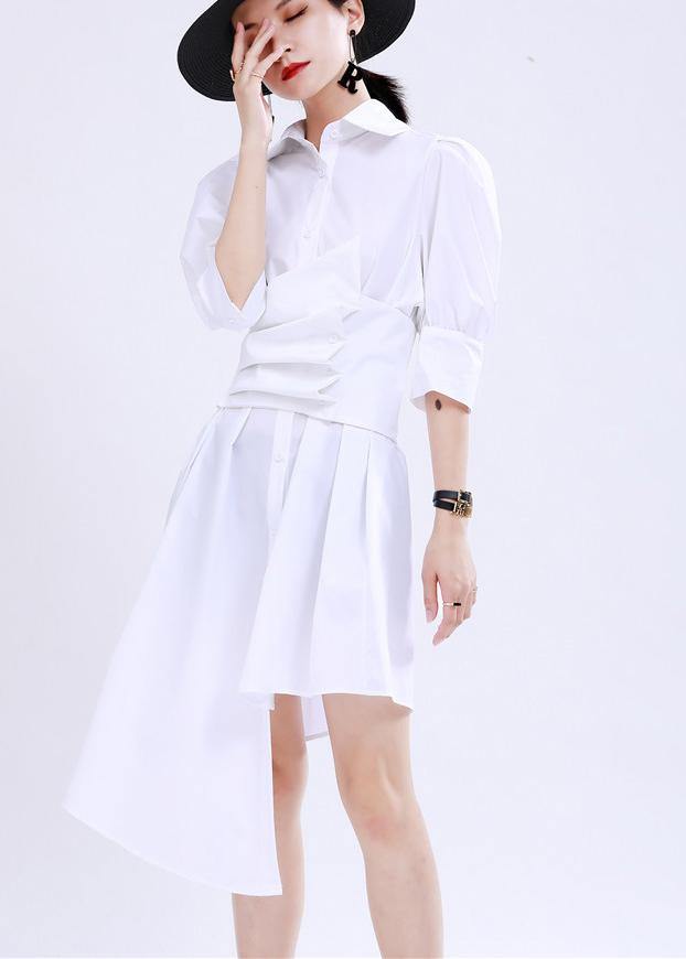 White Peter Pan Collar Mid Summer Cotton Dress