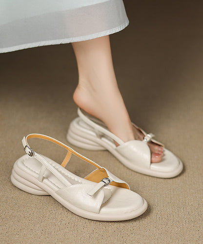 Splicing Chunky Sandals Pink Sheepskin Peep Toe