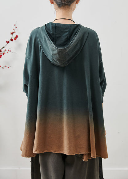 Art Gradient Color Hooded Oversized Cotton Pullover Sweatshirt Fall