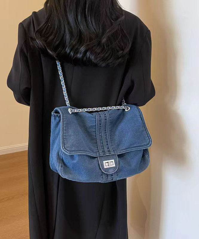 New Light Blue Large Capacity Chain Denim Shoulder Bag