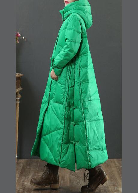 Fine Green Warm Winter Coat Oversize Down Jacket Hooded Button Down Jackets