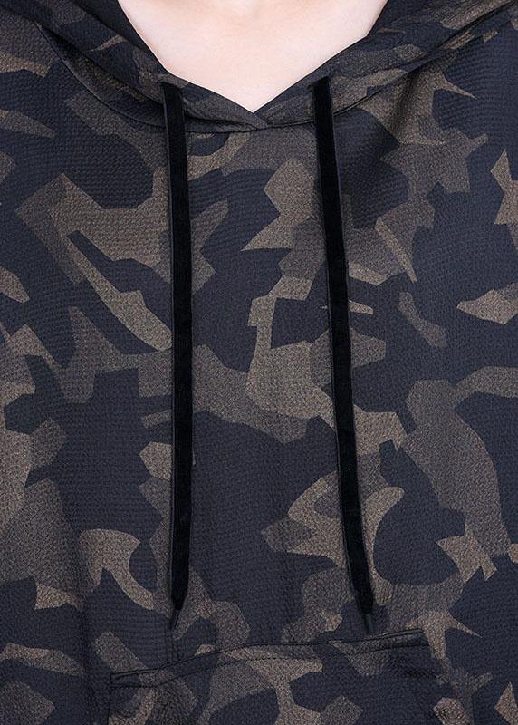 Camouflage Hooded Print Summer Silk Long Dresses