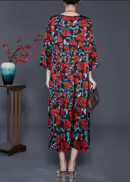 Organic Black Oversized Silk Long Dresses Summer