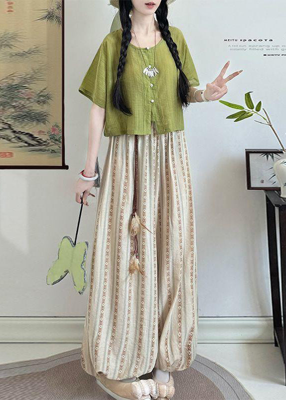 Black O Neck Tops and Pants Cotton Two Piece Set Summer