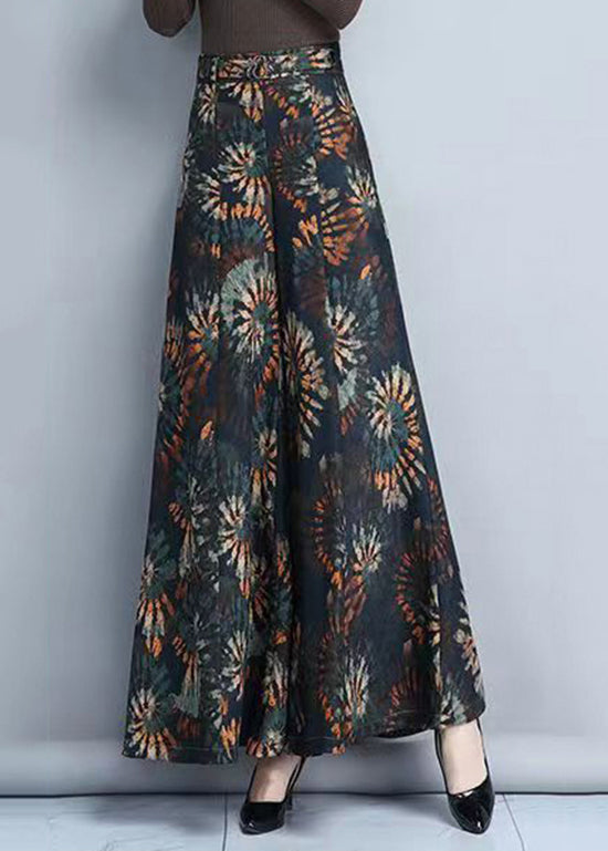 Ink Print Loose Elastic Waist Wide Leg Pants