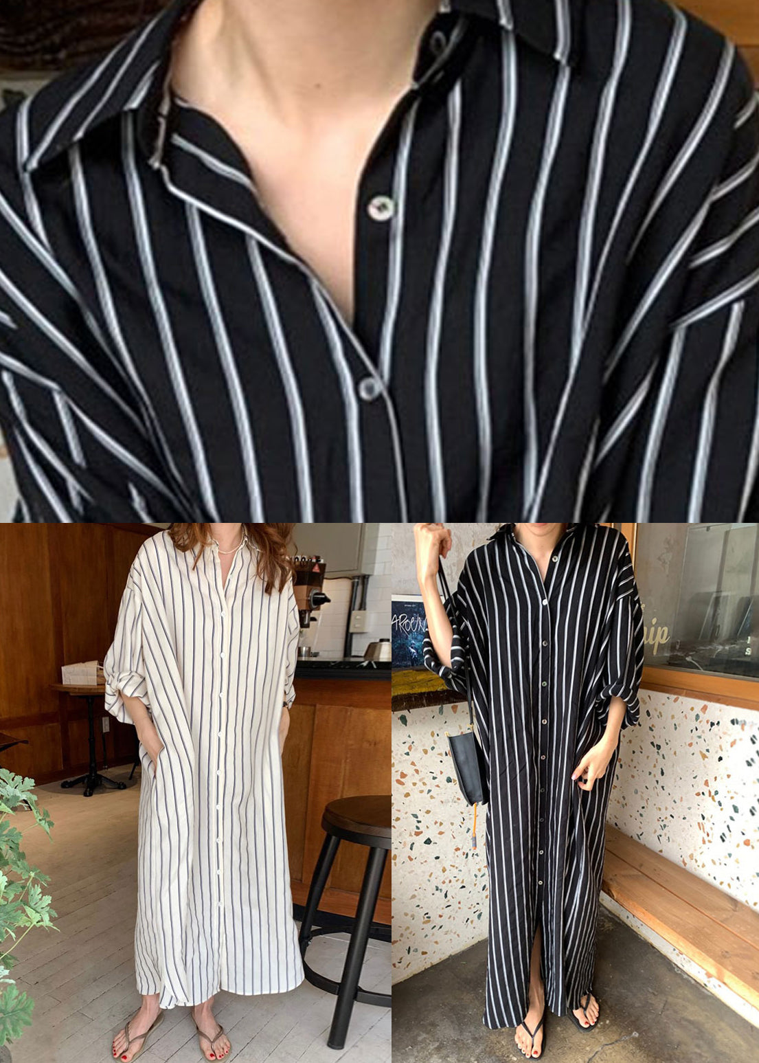 Beige Peter Pan Collar Button Maxi Shirts Dresses Spring