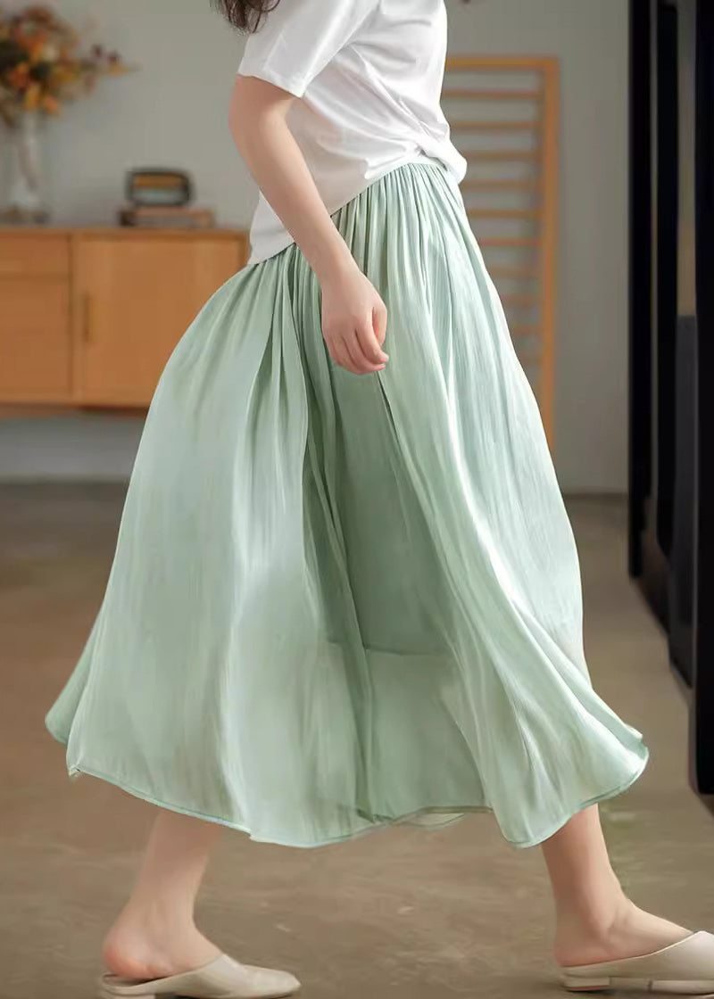 Apricot Elastic Waist Exra Large Hem Silk Skirts Summer