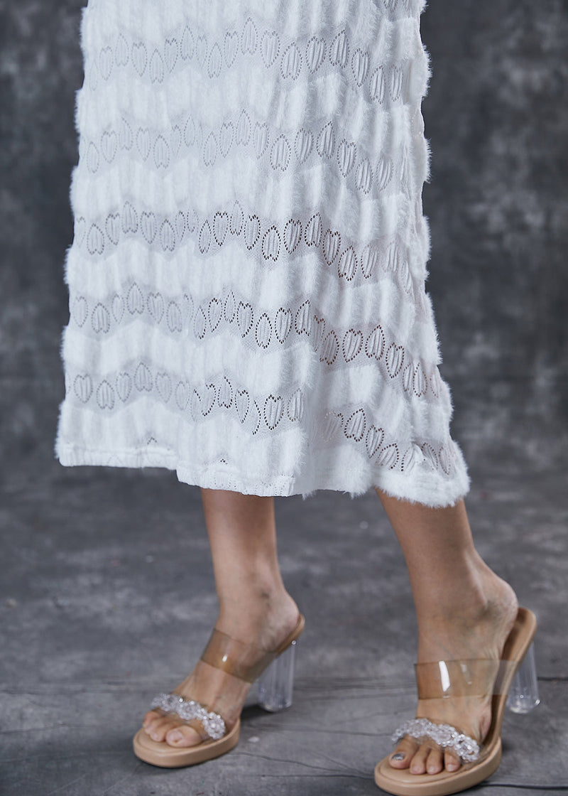 White V Neck Silm Fit Cotton Dress Spring