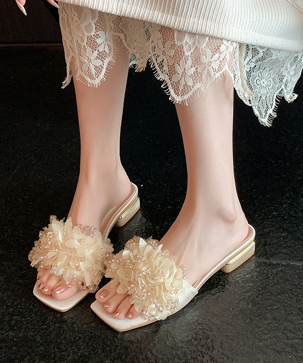 Stylish Apricot Slide Sandals Peep Toe