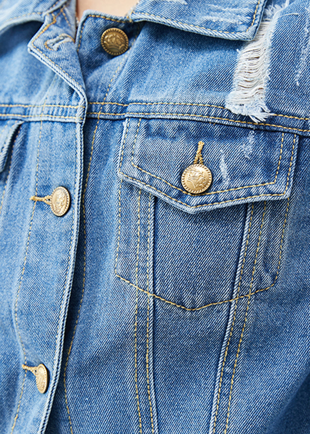 Denim Blue Silm Fit Cotton Coats Spring
