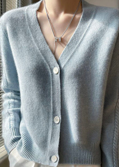 Camel V Neck Patchwork Wool Cardigans Coat Spring