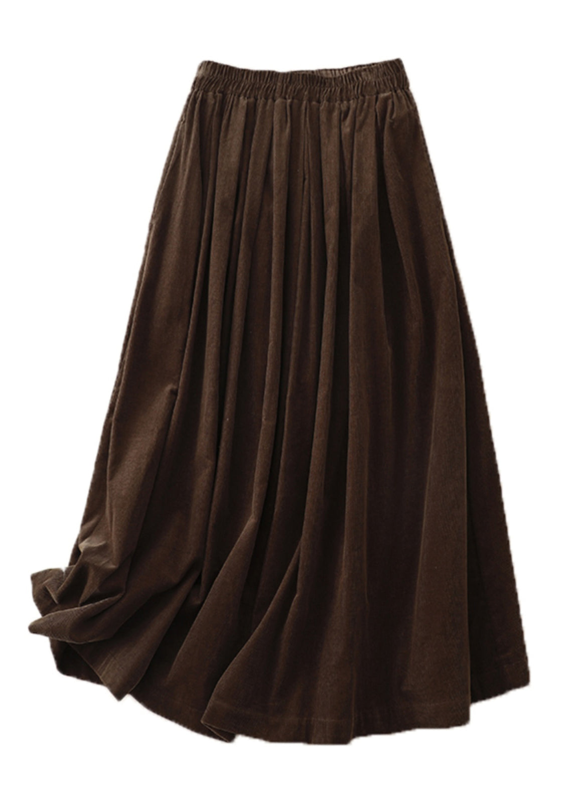 Italian Coffee High Waisted Corduroy A-line Pleated Skirt Spring