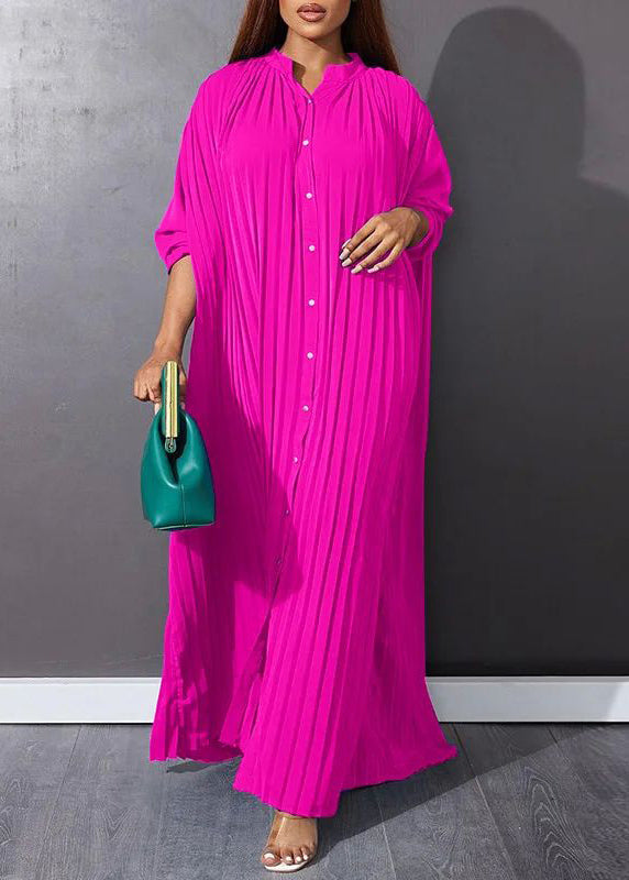 Rose Wrinkled Long Dresses Spring