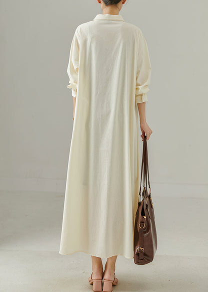 Milk White Oversized Cotton Shirt Dresses Spring