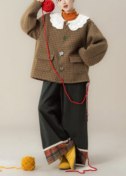 Autumn Winter New Sweet Woolen Coat T Shirt and Pants Set