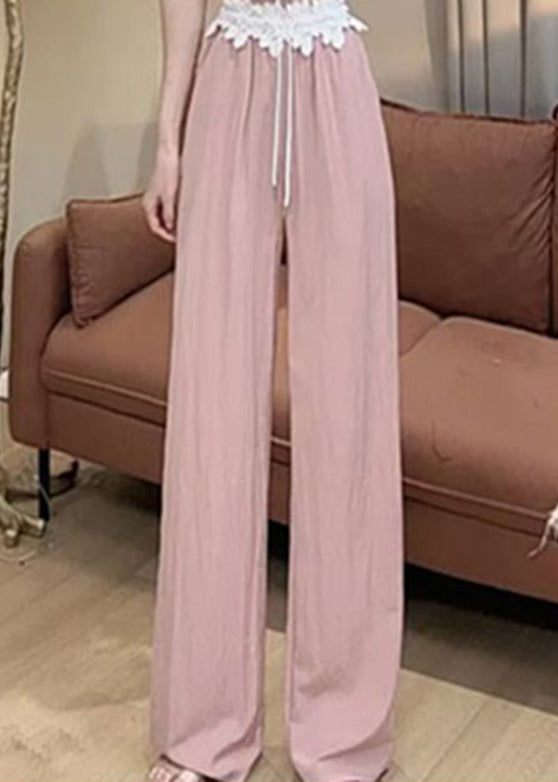 Pink Fake Two Pieces Hooded Sweatshirt and Wide Leg Pants Two Pieces Set Spring