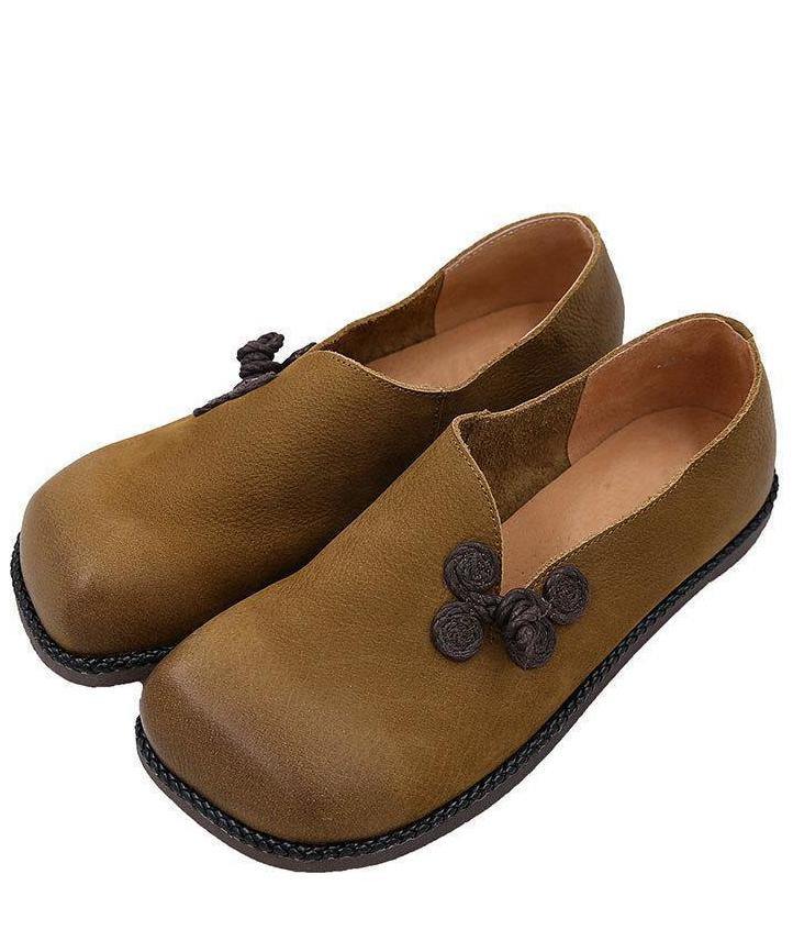 Flat Shoes Yellow Faux Leather Loafer Shoes
