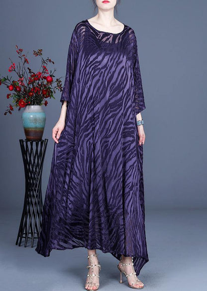 Comfy Purple O-neck Long Sleeve Two Piece Set Dress