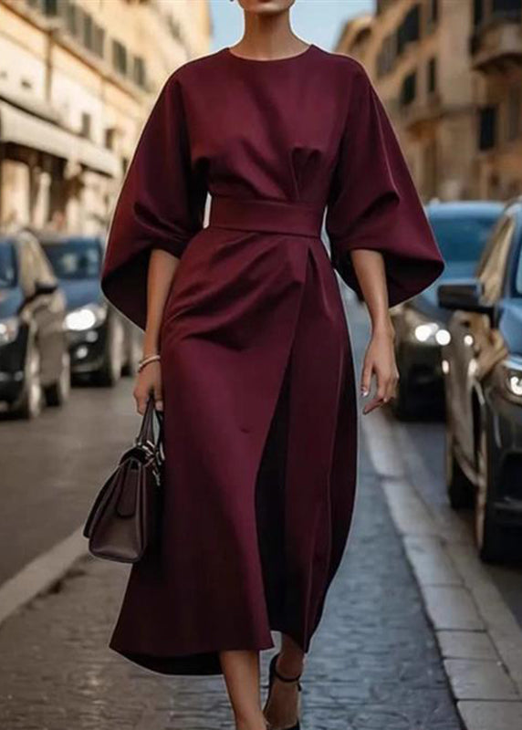 Organic Purple Tunic Long Dress Batwing Sleeve
