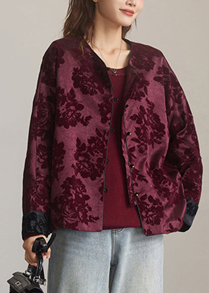 Purple O-neck Patchwork Coats Spring