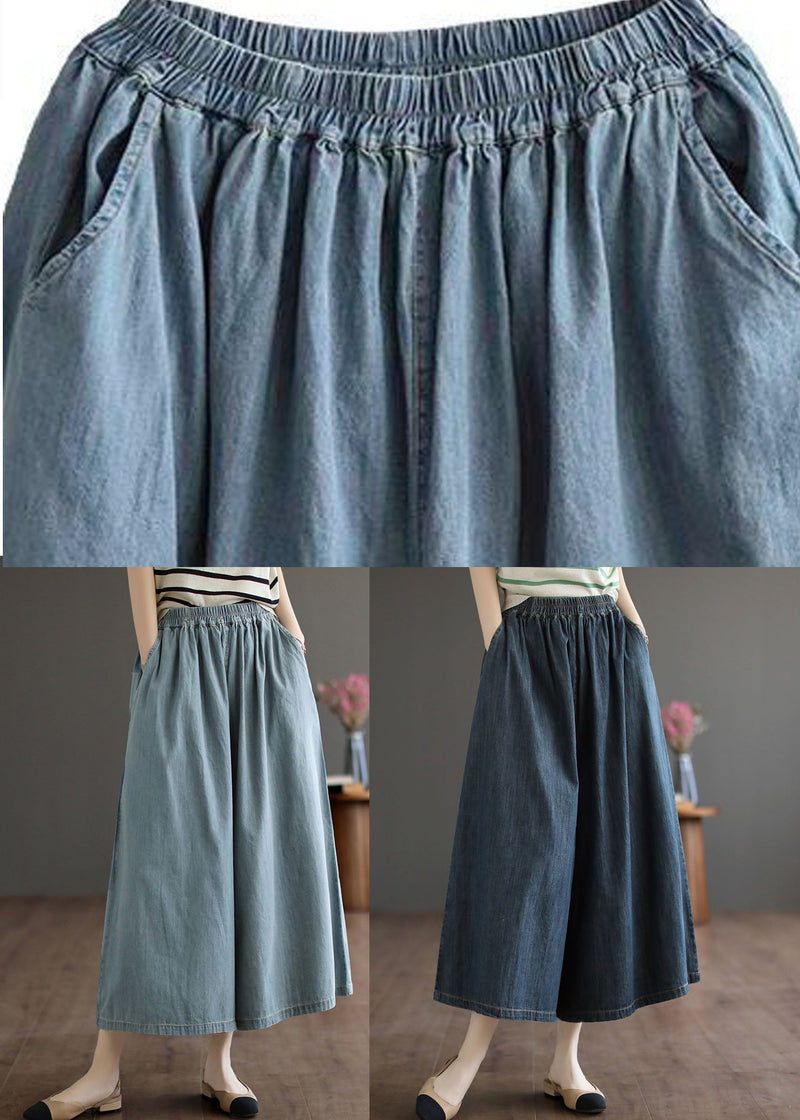 Navy Pockets Crop Pants Skirt Summer