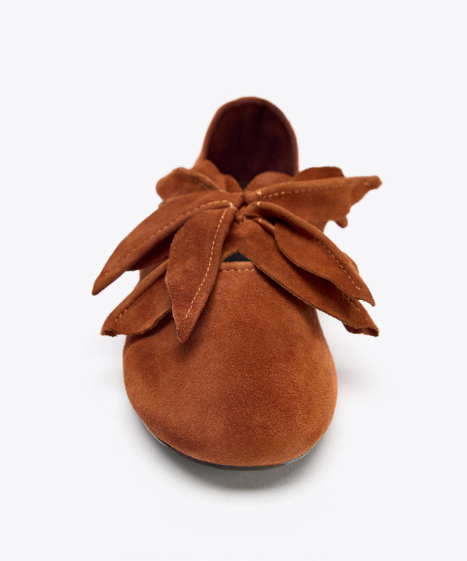 French Orange Suede Splicing Flats