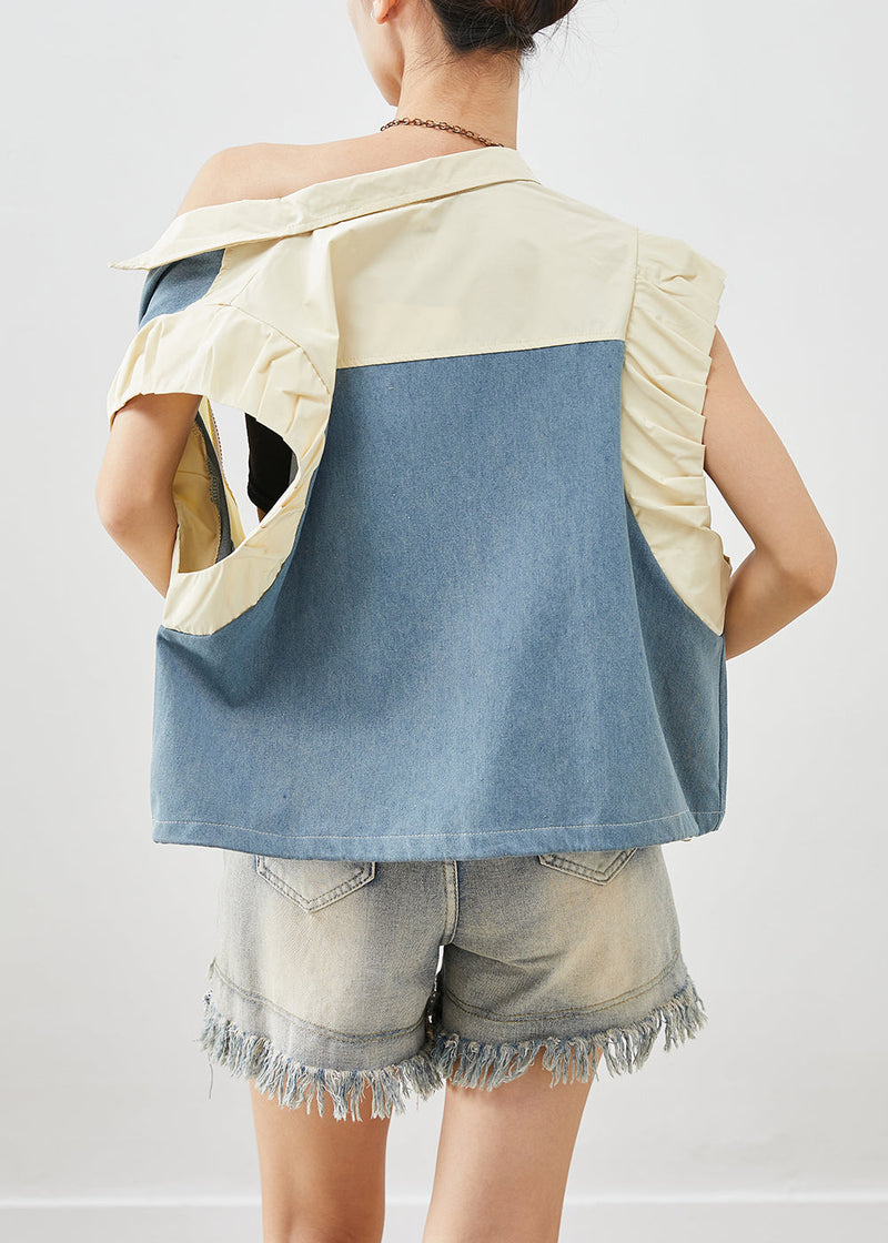 Colorblock Oversized Patchwork Cotton Loose Vests Fall