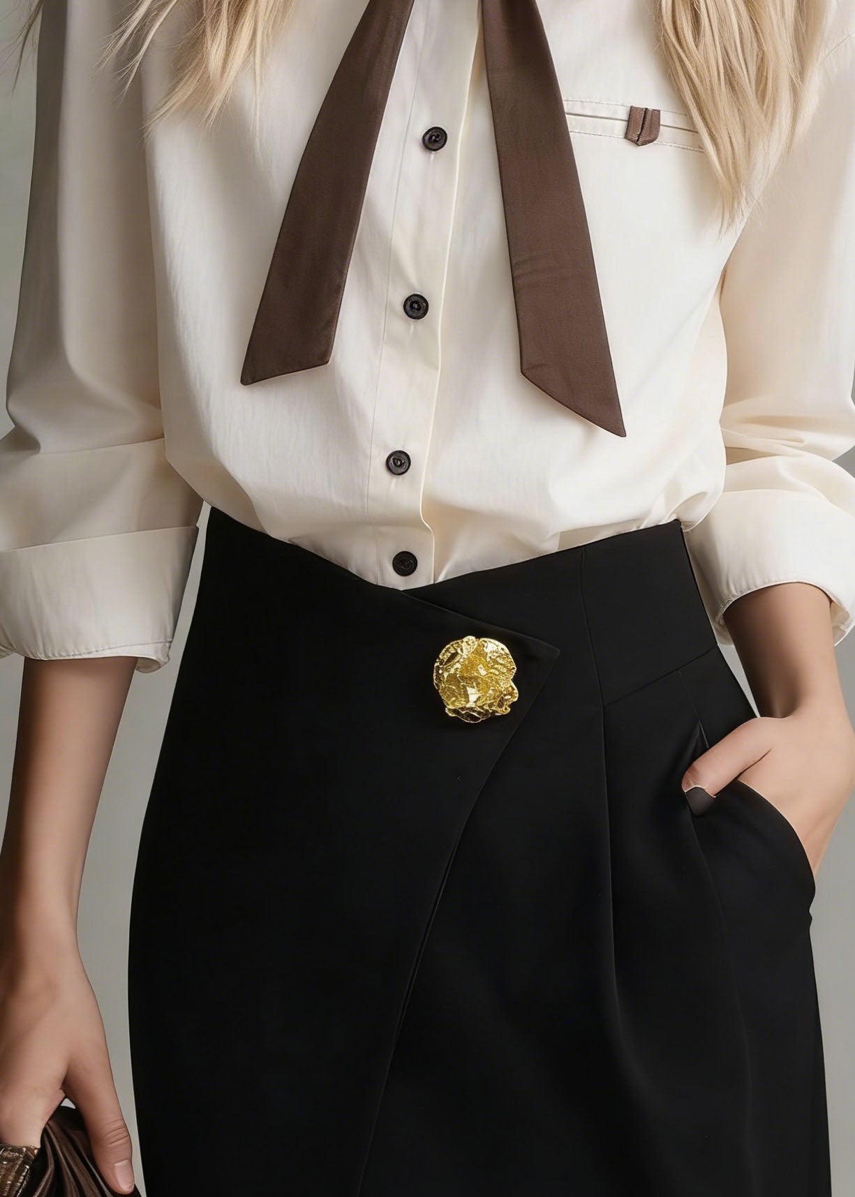 Peter Pan Collar Button Patchwork Cotton Top Spring