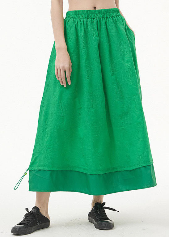 Green a Line Skirts Pockets Drawstring Spring