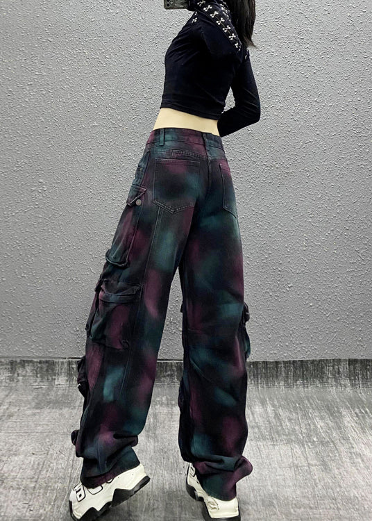 Original Design High Waisted and Multi Pocket Denim Pants Autumn