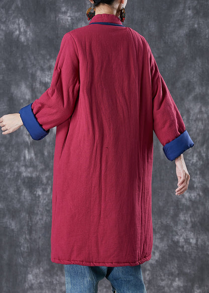 Red Chinese Button Thick Fine Cotton Filled Puffers Jackets Winter
