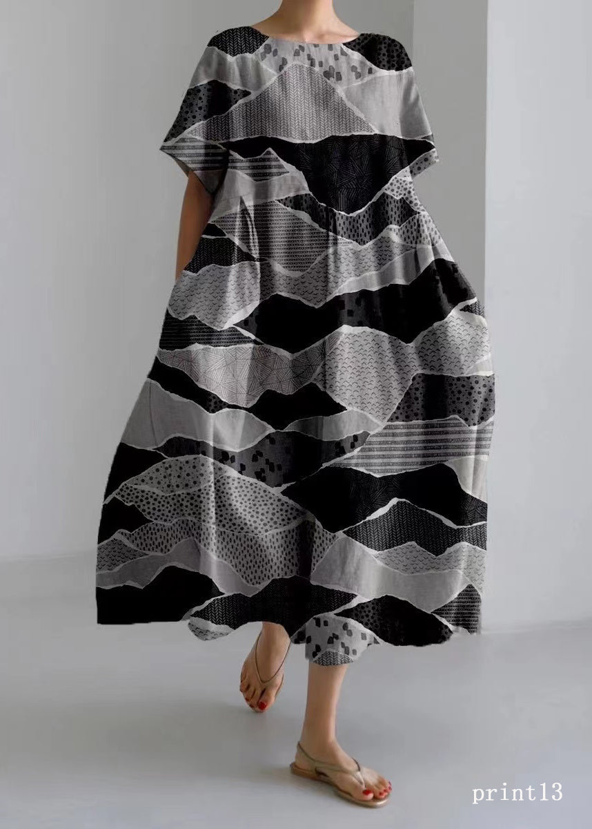 Flower Print11 Cotton Dresses Pockets Patchwork Spring