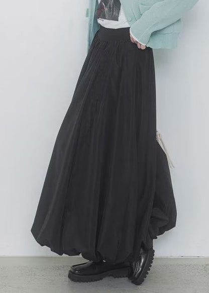 Handmade Black Cinched Cotton Lantern Skirts Summer