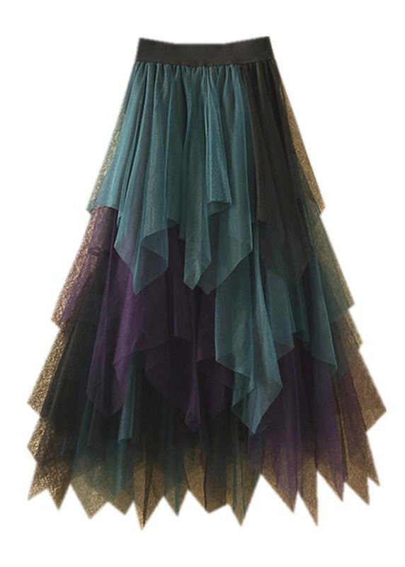 Art Tulle Asymmetrical Patchwork Fall Skirt