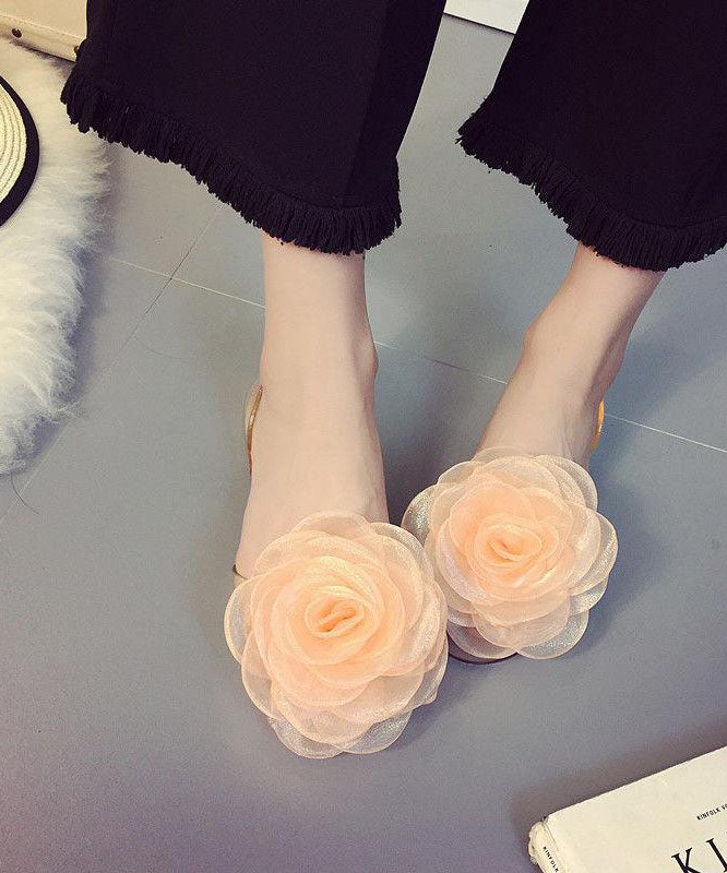 Comfortable Black Clear Flat Sandals Peep Toe Splicing