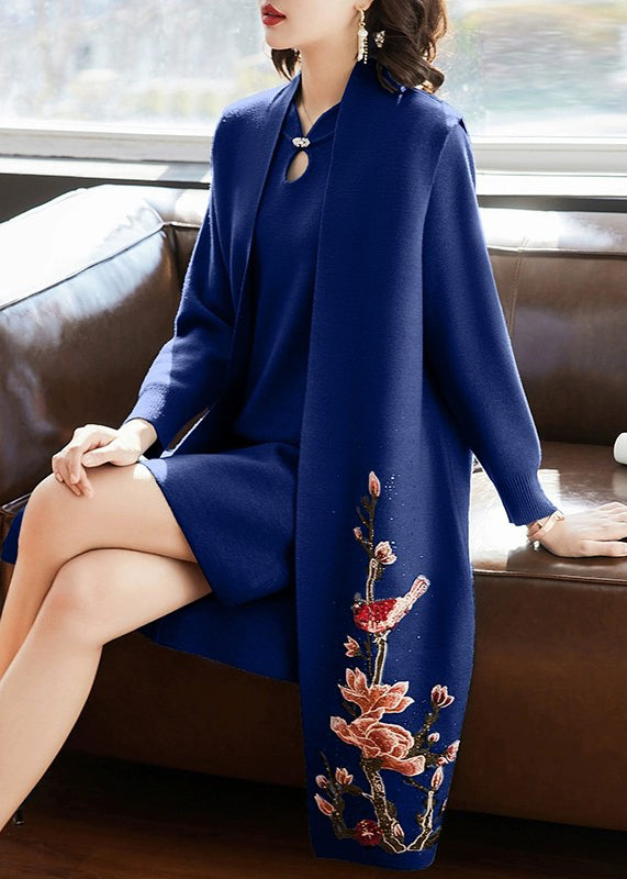 Blue Zircon Knit Two Piece Set Clothing Spring