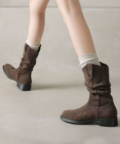 New Apricot Suede Splicing Boots